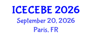 International Conference on Electrical, Computer, Electronics and Biomedical Engineering (ICECEBE) September 20, 2026 - Paris, France