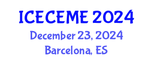 International Conference on Electrical, Computer, Electronics and Mechatronics Engineering (ICECEME) December 23, 2024 - Barcelona, Spain