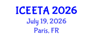 International Conference on Electrical Engineering: Theory and Application (ICEETA) July 19, 2026 - Paris, France