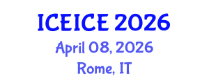 International Conference on Electrical, Instrumentation and Control Engineering (ICEICE) April 08, 2026 - Rome, Italy