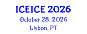 International Conference on Electrical, Instrumentation and Control Engineering (ICEICE) October 28, 2026 - Lisbon, Portugal