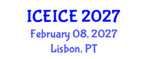 International Conference on Electrical, Instrumentation and Control Engineering (ICEICE) February 08, 2027 - Lisbon, Portugal International Conference on Electrical, Instrumentation and Control Engineering (ICEICE) February 08, 2027 - Lisbon, Portugal
