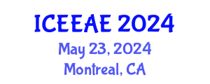 International Conference on Electrochemical Engineering and Applied Electrochemistry (ICEEAE) May 23, 2024 - Montreal, Canada