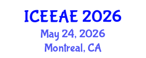 International Conference on Electrochemical Engineering and Applied Electrochemistry (ICEEAE) May 24, 2026 - Montreal, Canada