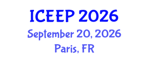 International Conference on Electrochemistry and Electrochemical Processes (ICEEP) September 20, 2026 - Paris, France