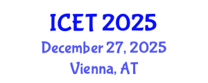 International Conference on Electrochemistry and Technology (ICET) December 27, 2025 - Vienna, Austria