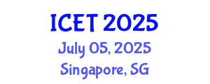 International Conference on Electrochemistry and Technology (ICET) July 05, 2025 - Singapore, Singapore