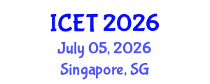 International Conference on Electrochemistry and Technology (ICET) July 05, 2026 - Singapore, Singapore