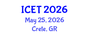International Conference on Electrochemistry and Technology (ICET) May 25, 2026 - Crete, Greece International Conference on Electrochemistry and Technology (ICET) May 25, 2026 - Crete, Greece