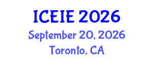 International Conference on Electronics and Information Engineering (ICEIE) September 20, 2026 - Toronto, Canada