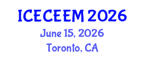 International Conference on Electronics, Communication Engineering and Electronic Media (ICECEEM) June 15, 2026 - Toronto, Canada