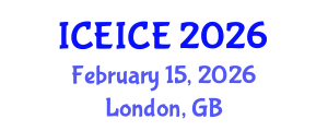 International Conference on Electronics, Information and Communication Engineering (ICEICE) February 15, 2026 - London, United Kingdom