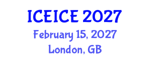 International Conference on Electronics, Information and Communication Engineering (ICEICE) February 15, 2027 - London, United Kingdom International Conference on Electronics, Information and Communication Engineering (ICEICE) February 15, 2027 - London, United Kingdom