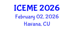 International Conference on Energy and Mining Engineering (ICEME) February 02, 2026 - Havana, Cuba International Conference on Energy and Mining Engineering (ICEME) February 02, 2026 - Havana, Cuba