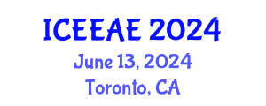 International Conference on Energy Efficiency and Alternative Energy (ICEEAE) June 13, 2024 - Toronto, Canada