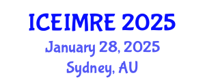 International Conference on Energy Industry, Markets and Renewable Energy (ICEIMRE) January 28, 2025 - Sydney, Australia