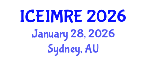 International Conference on Energy Industry, Markets and Renewable Energy (ICEIMRE) January 28, 2026 - Sydney, Australia