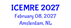 International Conference on Energy Market and Renewable Energy (ICEMRE) February 08, 2027 - Amsterdam, Netherlands International Conference on Energy Market and Renewable Energy (ICEMRE) February 08, 2027 - Amsterdam, Netherlands