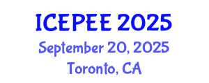 International Conference on Energy, Power and Electrical Engineering (ICEPEE) September 20, 2025 - Toronto, Canada