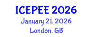 International Conference on Energy, Power and Electrical Engineering (ICEPEE) January 21, 2026 - London, United Kingdom