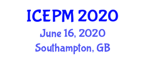 International Conference on Energy Production and Management (ICEPM) June 16, 2020 - Southampton, United Kingdom