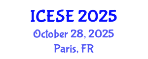 International Conference on Energy Science and Engineering (ICESE) October 28, 2025 - Paris, France