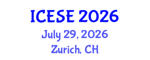 International Conference on Energy Science and Engineering (ICESE) July 29, 2026 - Zurich, Switzerland