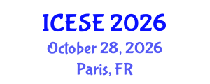 International Conference on Energy Science and Engineering (ICESE) October 28, 2026 - Paris, France