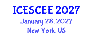 International Conference on Energy Storage, Conversion and Electrical Engineering (ICESCEE) January 28, 2027 - New York, United States International Conference on Energy Storage, Conversion and Electrical Engineering (ICESCEE) January 28, 2027 - New York, United States