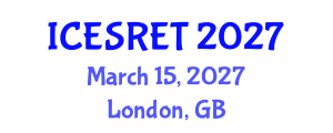 International Conference on Energy System and Renewable Energy Technologies (ICESRET) March 15, 2027 - London, United Kingdom International Conference on Energy System and Renewable Energy Technologies (ICESRET) March 15, 2027 - London, United Kingdom