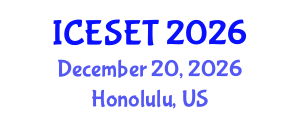 International Conference on Energy Systems Engineering and Technology (ICESET) December 20, 2026 - Honolulu, United States International Conference on Energy Systems Engineering and Technology (ICESET) December 20, 2026 - Honolulu, United States