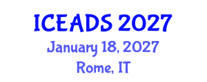 International Conference on Engineering and Design Sciences (ICEADS) January 18, 2027 - Rome, Italy International Conference on Engineering and Design Sciences (ICEADS) January 18, 2027 - Rome, Italy