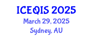 International Conference on Engineering and Quantum Information Sciences (ICEQIS) March 29, 2025 - Sydney, Australia