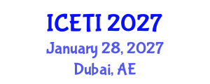 International Conference on Engineering and Technology Innovation (ICETI) January 28, 2027 - Dubai, United Arab Emirates International Conference on Engineering and Technology Innovation (ICETI) January 28, 2027 - Dubai, United Arab Emirates