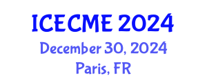 International Conference on Engineering Chemistry and Materials Engineering (ICECME) December 30, 2024 - Paris, France