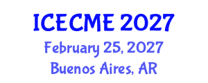 International Conference on Engineering Chemistry and Materials Engineering (ICECME) February 25, 2027 - Buenos Aires, Argentina International Conference on Engineering Chemistry and Materials Engineering (ICECME) February 25, 2027 - Buenos Aires, Argentina