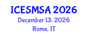 International Conference on Engineering Systems Modeling, Simulation and Analysis (ICESMSA) December 13, 2026 - Rome, Italy International Conference on Engineering Systems Modeling, Simulation and Analysis (ICESMSA) December 13, 2026 - Rome, Italy