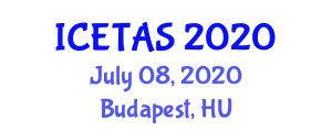 International Conference on Engineering Technology and Applied Sciences (ICETAS) July 08, 2020 - Budapest, Hungary
