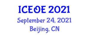 International Conference on Environment and Ocean Engineering (ICEOE) September 24, 2021 - Beijing, China