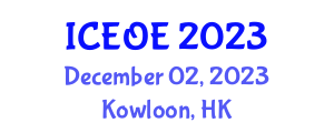 International Conference on Environment and Ocean Engineering (ICEOE) December 02, 2023 - Kowloon, Hong Kong International Conference on Environment and Ocean Engineering (ICEOE) December 02, 2023 - Kowloon, Hong Kong
