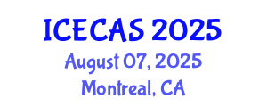 International Conference on Environment, Climate and Atmospheric Sciences (ICECAS) August 07, 2025 - Montreal, Canada International Conference on Environment, Climate and Atmospheric Sciences (ICECAS) August 07, 2025 - Montreal, Canada
