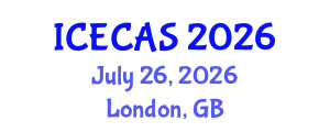 International Conference on Environment, Climate and Atmospheric Sciences (ICECAS) July 26, 2026 - London, United Kingdom International Conference on Environment, Climate and Atmospheric Sciences (ICECAS) July 26, 2026 - London, United Kingdom