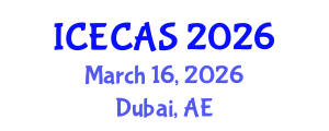 International Conference on Environment, Climate and Atmospheric Sciences (ICECAS) March 16, 2026 - Dubai, United Arab Emirates International Conference on Environment, Climate and Atmospheric Sciences (ICECAS) March 16, 2026 - Dubai, United Arab Emirates