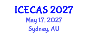 International Conference on Environment, Climate and Atmospheric Sciences (ICECAS) May 17, 2027 - Sydney, Australia International Conference on Environment, Climate and Atmospheric Sciences (ICECAS) May 17, 2027 - Sydney, Australia