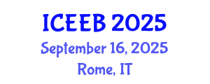 International Conference on Environment, Energy and Biotechnology (ICEEB) September 16, 2025 - Rome, Italy