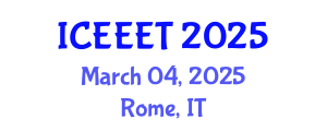 International Conference on Environment, Energy, Engineering and Technology (ICEEET) March 04, 2025 - Rome, Italy