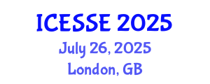 International Conference on Environment Systems Science and Engineering (ICESSE) July 26, 2025 - London, United Kingdom