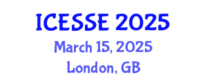 International Conference on Environment Systems Science and Engineering (ICESSE) March 15, 2025 - London, United Kingdom