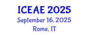 International Conference on Environmental and Agricultural Economics (ICEAE) September 16, 2025 - Rome, Italy