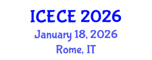 International Conference on Environmental and Chemical Engineering (ICECE) January 18, 2026 - Rome, Italy
